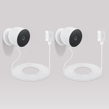 Wasserstein Pogo Pin Power Cable, 26ft, for Google Nest Cam Outdoor/Indoor, Battery, 2PK NestCable26ftAdp2PKWhtUS